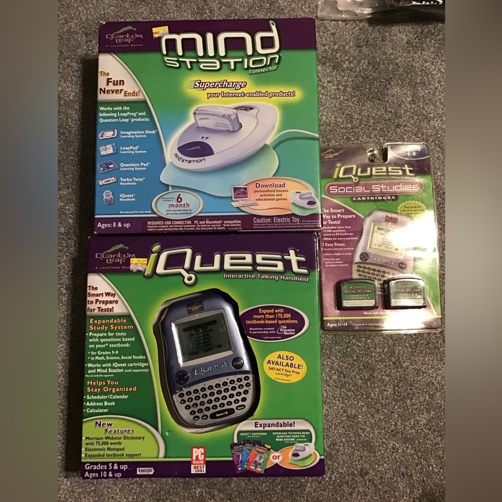 QuantumLeap LeapFrog iQuest Talking Handheld, Mind Station Connector & cartridge